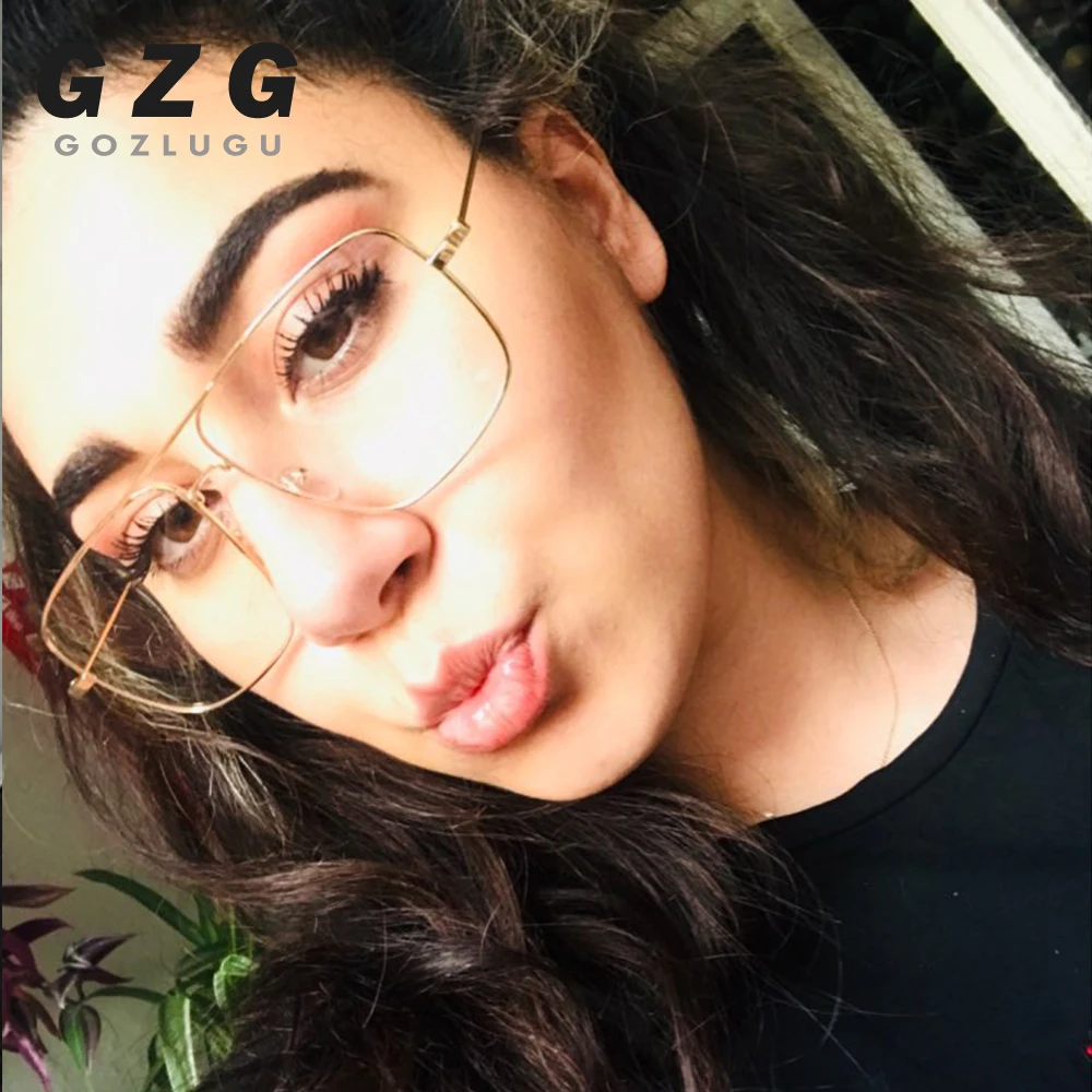 

GOZLUGU Vintage Gold Metal Frame Eyeglasses Mens Womens Sun glasses Retro Square Optical Lens Eyewear Nerd Clear Lens Glasses