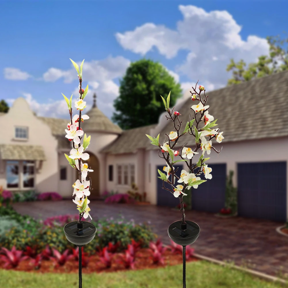 

LED Solar Lights Simulation Cherry Blossom Lawn Stake Lamps Garden Decoration Lawn Lamp Ground Plug Solar Light