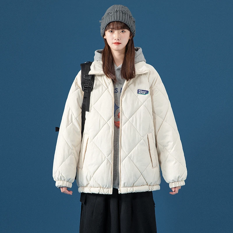 

Winter women's 2021 new diamond check jacket thickened warm down cotton parka coat ladies casual loose Korean style jacket women