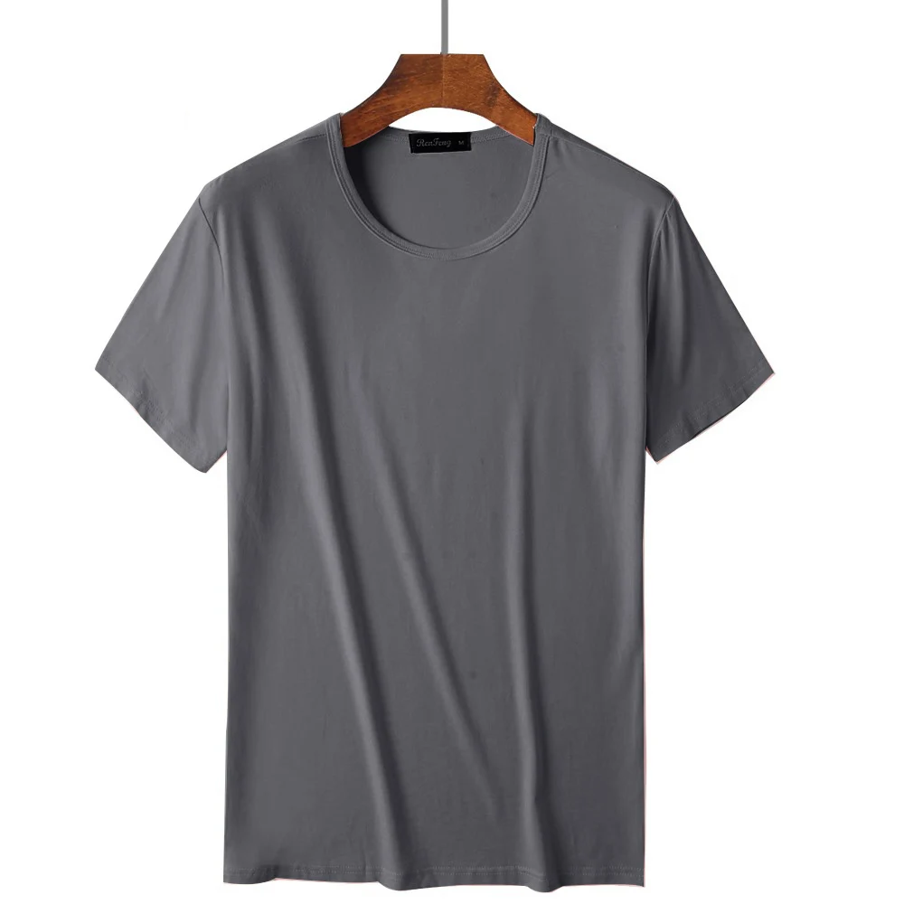 light gray Крутая Мужская футболка из 95% бамбукового волокна в стиле хип-хоп, базовая белая футболка для мужчин, s модная футболка, летний топ, топы, простые черные - Цвет: light gray