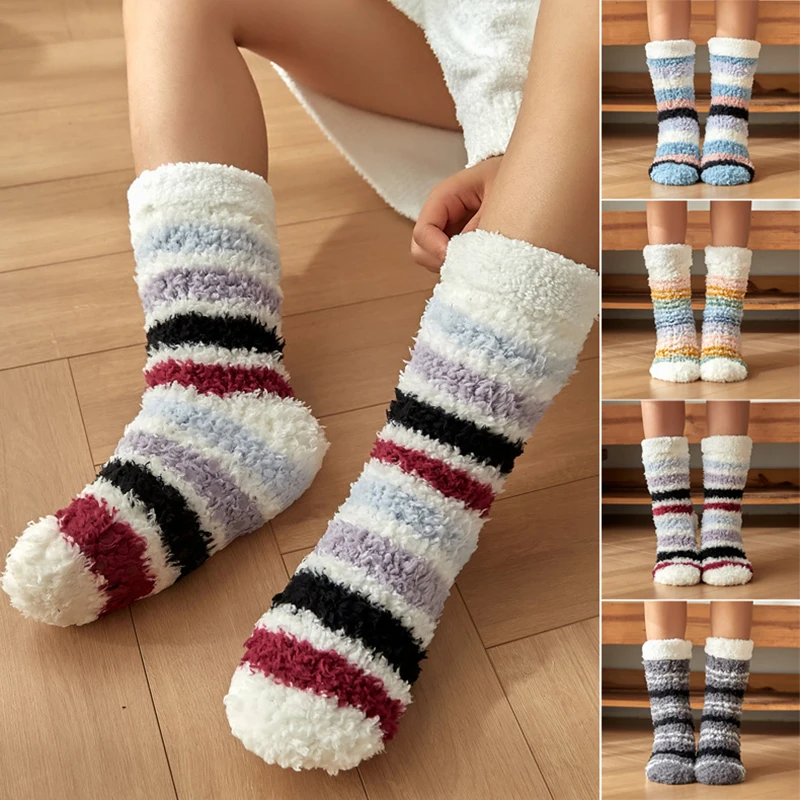 Пушистые Носки, милые красочные теплые плюшевые мягкие тапочки, носки для сна для женщин и девочек AIC88 Пушистые Носки, милые красочные теплые плюшевые мягкие тапочки, носки для сна для женщин и девочек AIC88