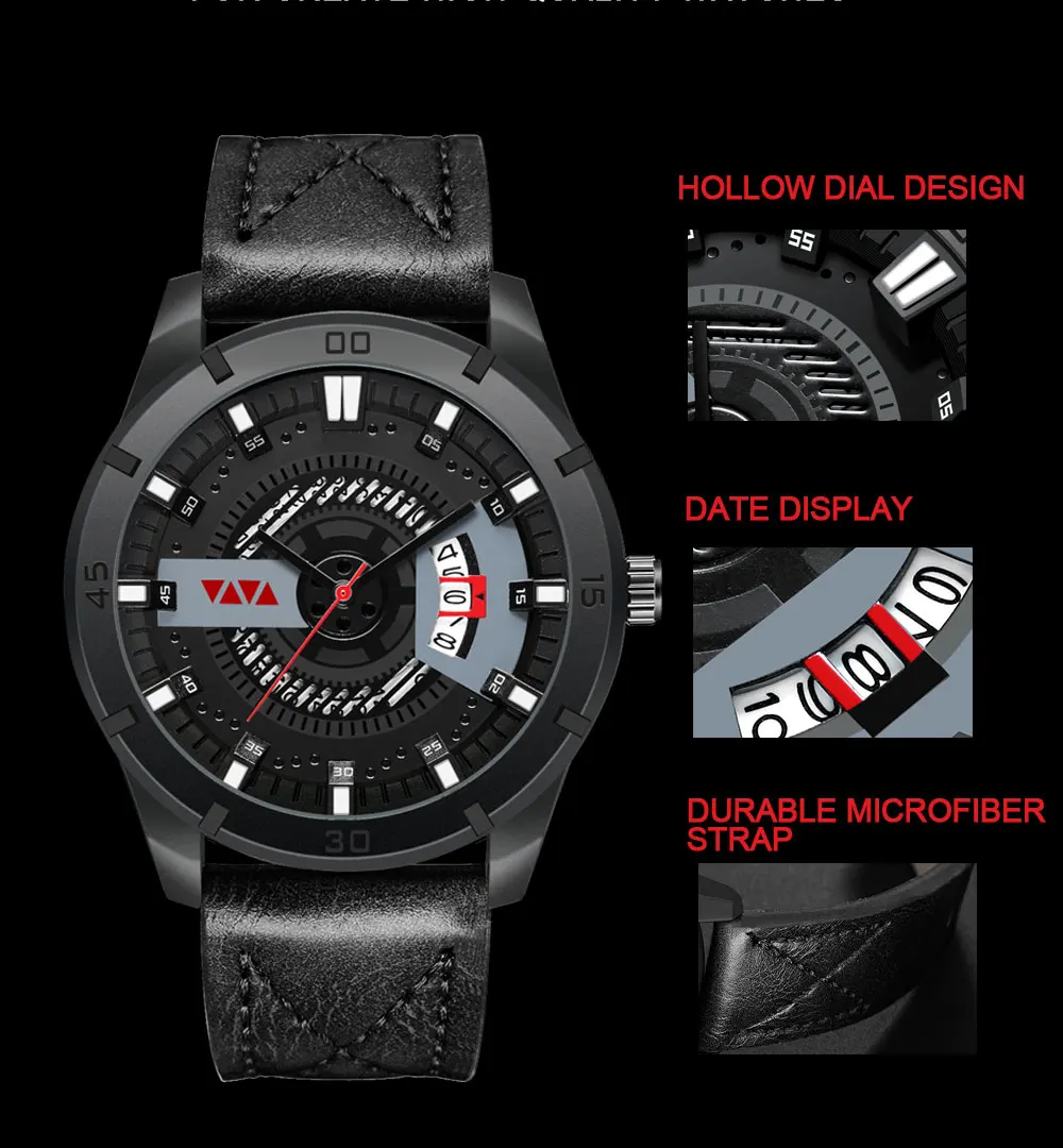 

Men's Watches Fashion Business Leather Strap Quartz Analog Watches Waterproof Wristwatches Casual Men Watch Relogio Masculino