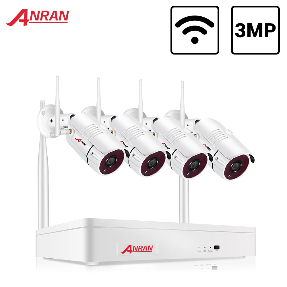 ANRAN Беспроводная 3MP CCTV система NVR комплект Открытый P2P Wifi IP камера безопасности