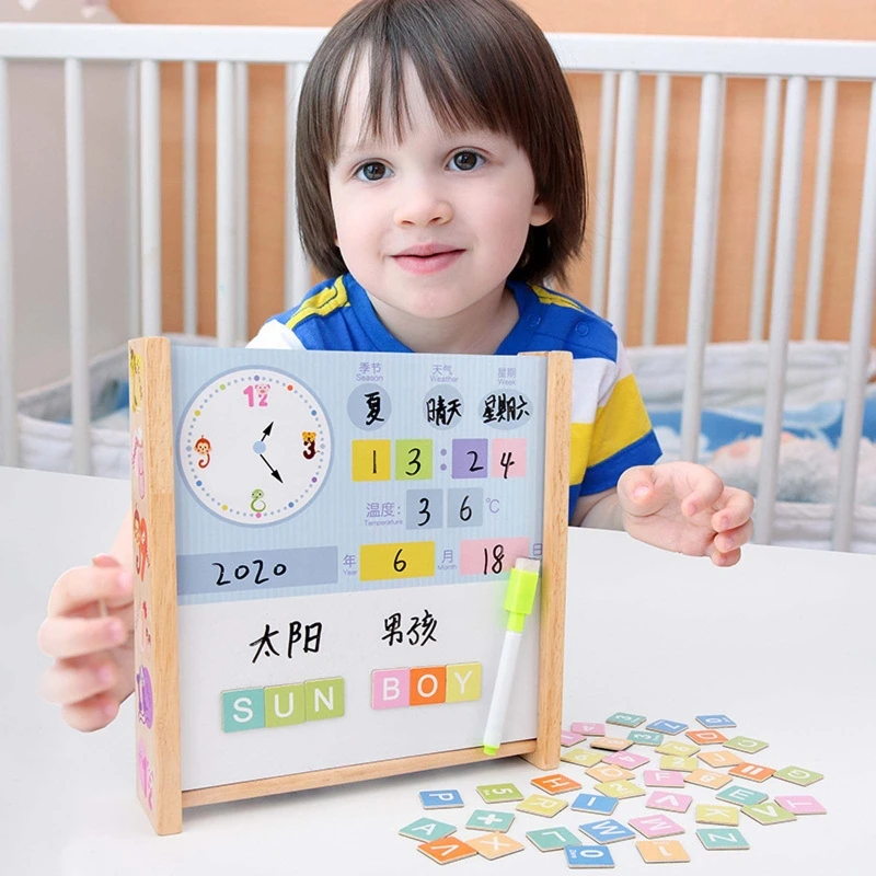 

10-Row Wooden Frame Abacus with Multi-Color Numbers Calculating Beads Counting Sticks Number Alphabet Cards Writingboard