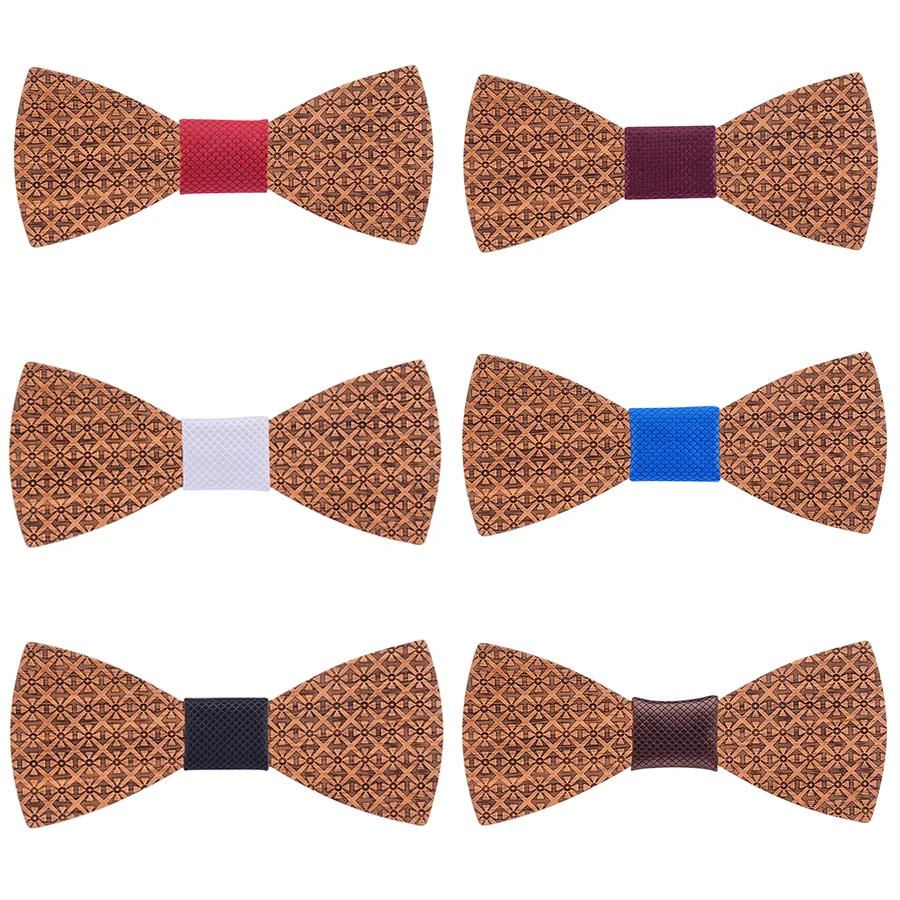 Красные Классические мужские галстуки бабочки из 100% цельного дерева новые