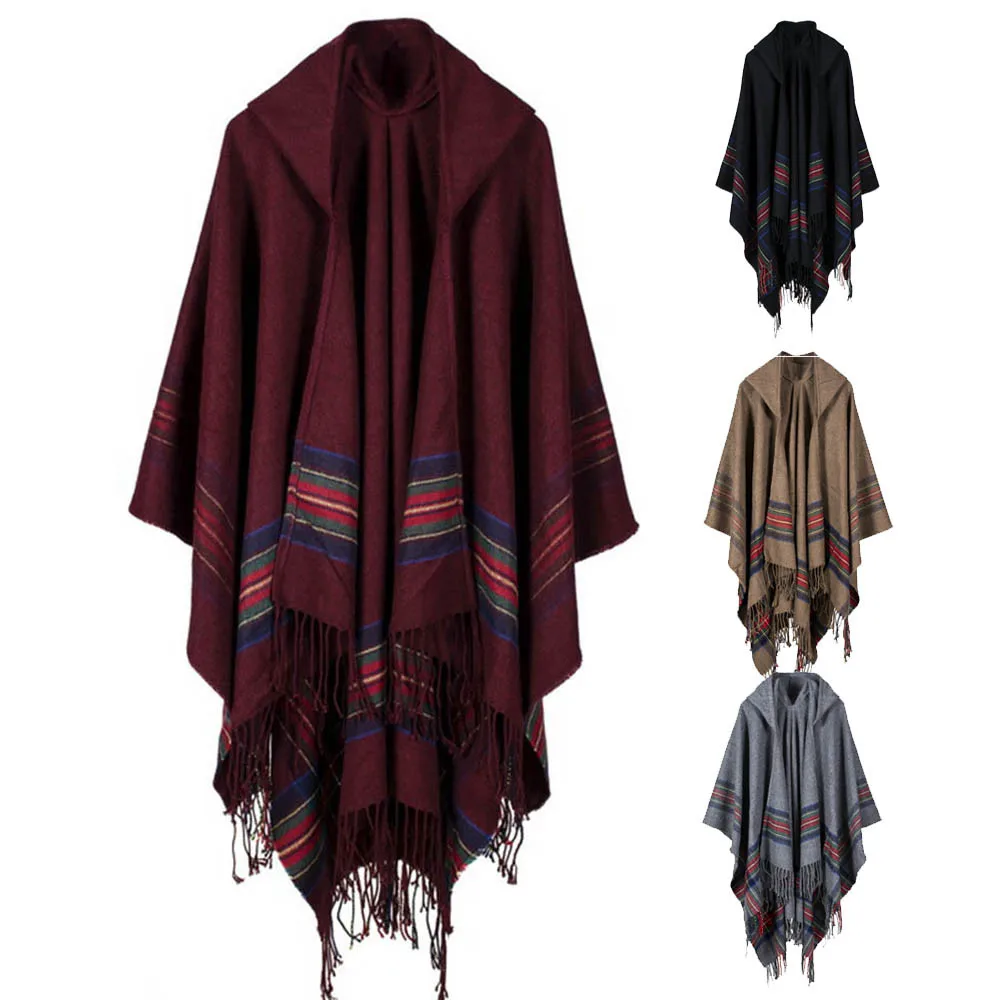 SAGACE Женский Зимний вязаный плащ свитер пальто европейская ткань кисточка