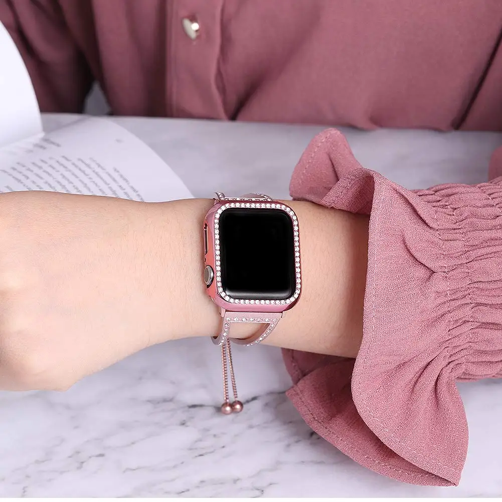 Шикарный бампер для Apple watch чехол Apple watch 4 5 44 мм 40 мм 42 мм 38 мм Алмазный протектор чехол iWatch 5 4 3 2 Аксессуары 38