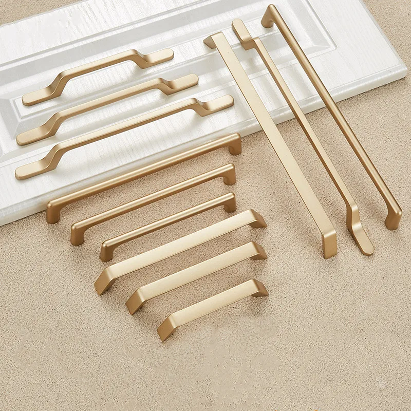 

KK&FING 1PC Light Luxury Sand Gold Cabinet Door Handles Zinc Alloy Wardrobe Drawer Door Pulls European Furniture Handle Hardware