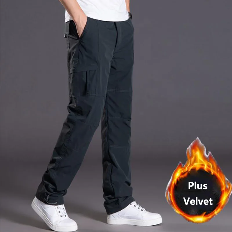 Мужские уличные Зимние флисовые плотные брюки большого размера теплые