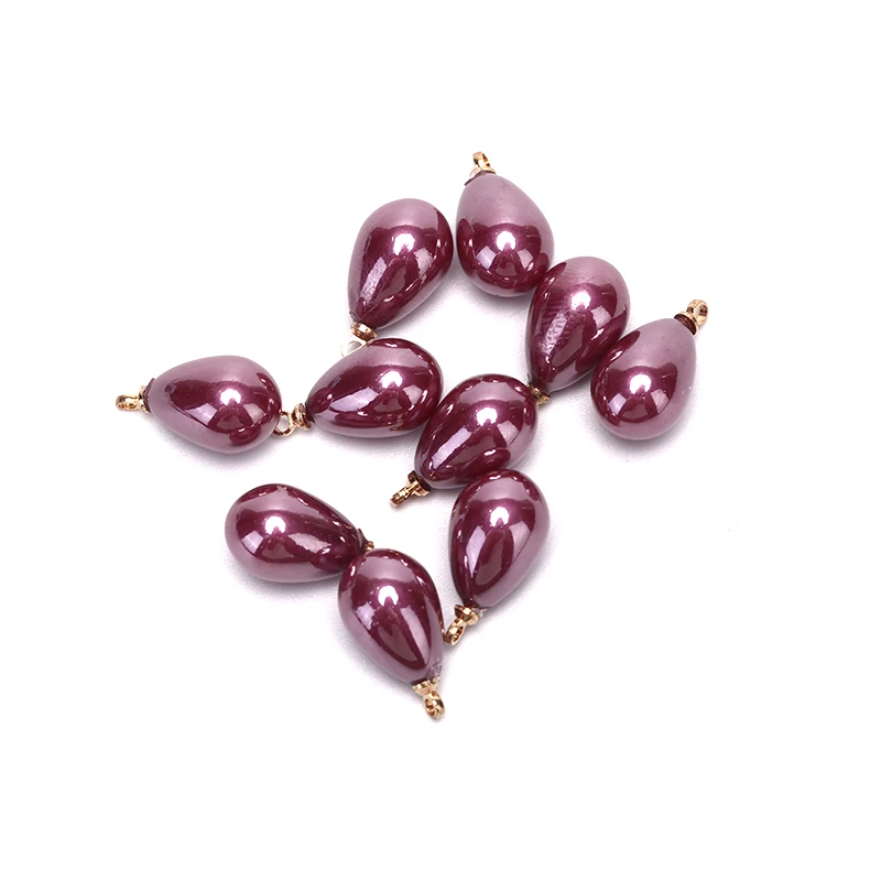 

10Pcs Fashion Water Drop Pearl Enamel Pendants Charms For Jewelry Making Diy Tassel Earrings Accessories 9 Colors