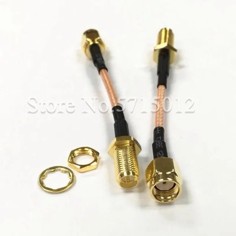 

1pcs SMA Famale Head Internal Hole Turn to SMA Male Head External Thread Connector Antenna Cable 5cm Connecting Wire