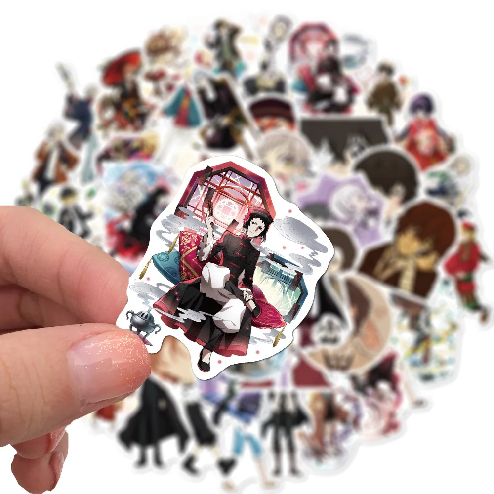 Bungo Stray-pegatinas de perros de PVC para ni&ntilde;os, pegatinas de grafitis, maletas, equipaje, guitarra, coche, impermeable, 50 Uds.-0