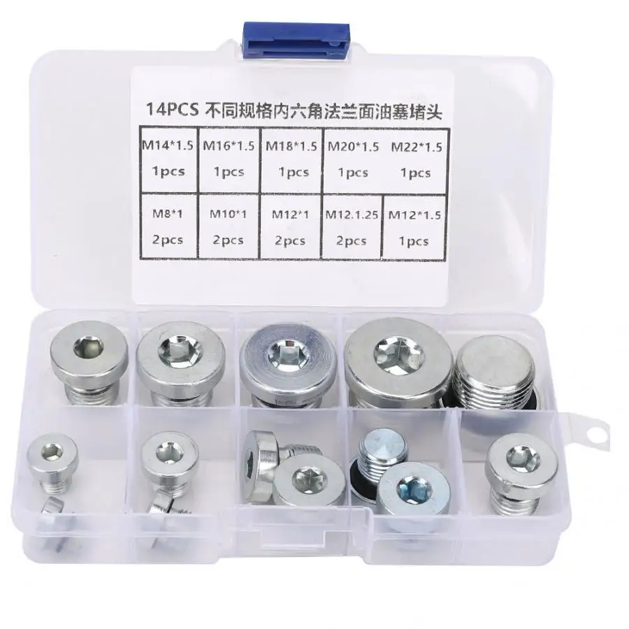 14Pcs Drain Plug Hex Socket Oil Flange Pan Sealing Fittings Multiple Purpose Nut for Water Pipe Beer | Обустройство дома