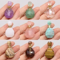 1pcs natural tiger eye amethysts perfume bottle pendant essential oil diffuser necklace women necklace jewelry gift size 20x38mm
