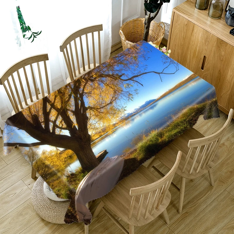 Плотная хлопковая скатерть 3D Рисунок цветущей вишни прямоугольная/Круглая