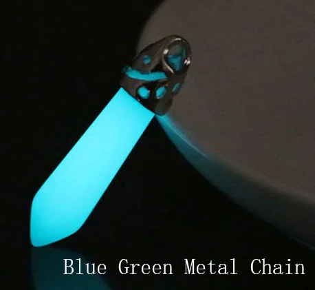 chain blue green Геометрическая форма, натуральный кристалл, светящаяся подвеска, ожерелье, Шарм для мужчин и женщин, светящаяся подвеска, вечерние ювелирные изделия - Окраска металла: chain blue green