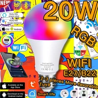 20w wifi smart light bulb b22e27 led rgb lamp work with alexagoogle 6500k dimmable timer function magic bulb ir remote control