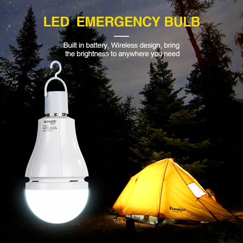 5000mAh Rechargeable Battery LED Emergency Light Bulb Portable Hook Up Camping Tent Lights Home Decor Power Off Night Light