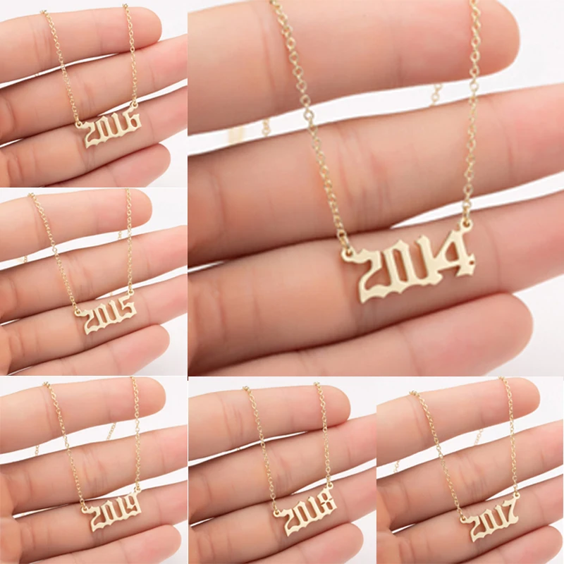 Номер год цепь кулон ожерелье из нержавеющей стали 1990 2021 дружбы подарок на день
