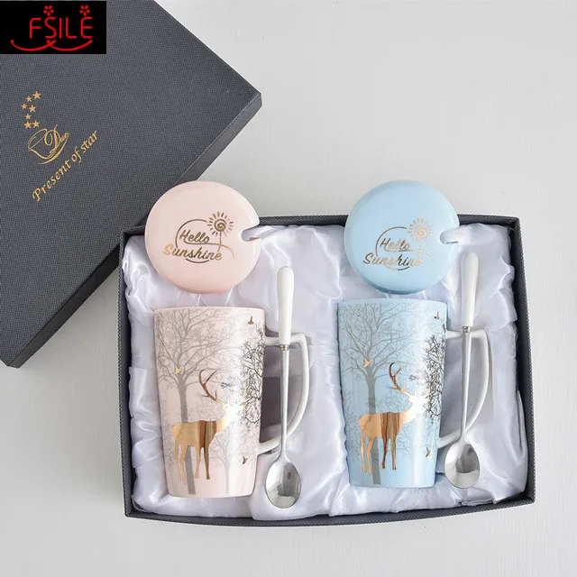 Рождественская модная простая кружка с оленем мечтательная розовая