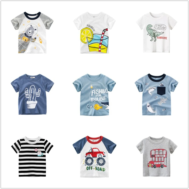 

Детская одежда из чистого хлопка, Детские футболки, летние топы для девочек и мальчиков, новая детская футболка с мультяшным рисунком, модна...