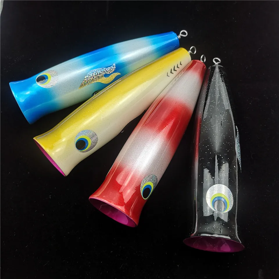 Swolfy 2pc Wooden lure Boat Fishing Lure Popper Saltwater Big Game Topwater Wood Bait 115G/120G/190G | Спорт и развлечения