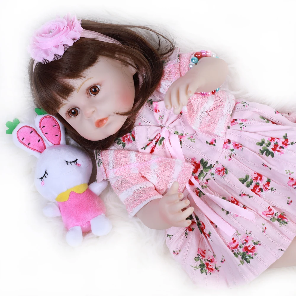 18&quot48CM Bebe Reborn Soft Silicone Realistic Baby Smooth Vinyl Body Toddle Doll Toys for Children Full Hair Toy | Игрушки и хобби