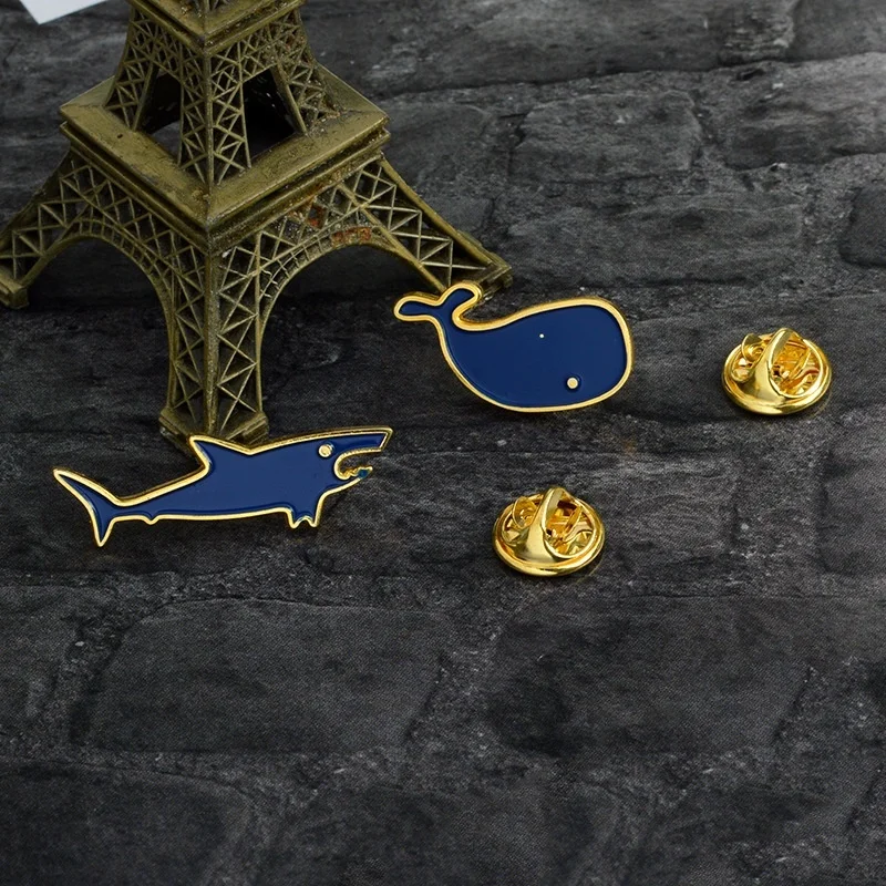 1pc Cute Design Brooch Pins Collar Lapel Pin Creative Enamel Whale Shark Personalized Badge Shirt Accessories Animal Trendy | Украшения и