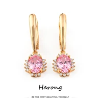 harong natural zircon drop earrings rose gold metal crystal aesthetic gemstone women wedding party gift earrings jewelry