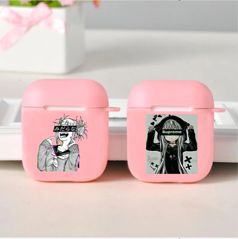 

Sad Anime Aesthetic Senpai Soft silicone TPU Case For AirPods Pro 1 2 3 Pink Silicone Wireless Bluetooth Earphone Box Cover