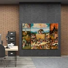 Соблазнение Святого Энтони эртомиум Bosch, Центральная панель Триптих, печать на холсте, картина на стену, картина, Декор для дома