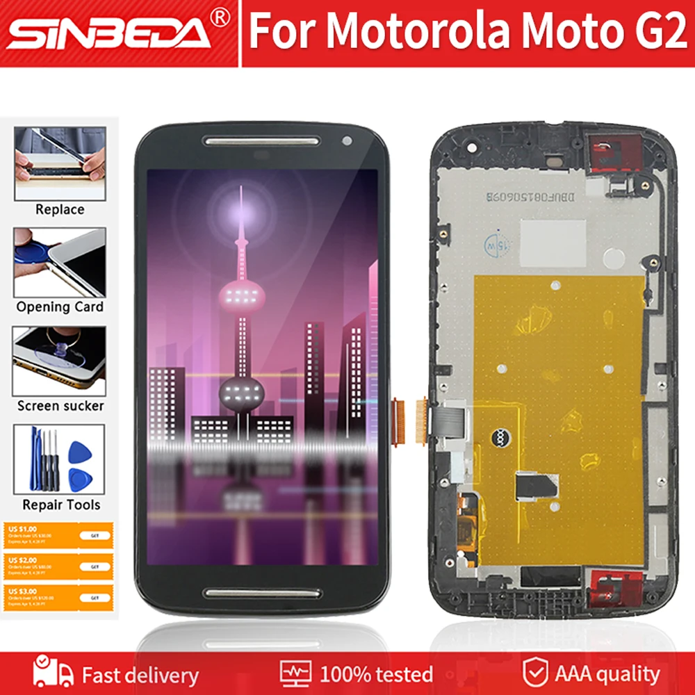 5 0 &quotоригинальный жк дисплей для Motorola Moto G2 дигитайзер сенсорный экран с рамкой