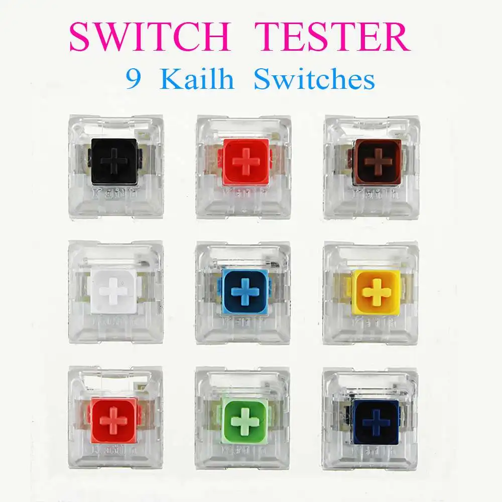 

9 Key Switch Tester Kailh BOX With Acrylic Base Clear Translucent Keycaps For Mechanical Keyboard White Orange Yellow Blue Jade