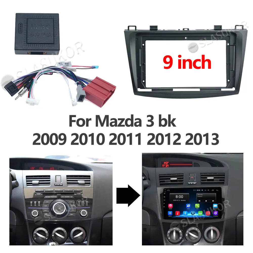 

For Mazda 3 bk 2009 - 2013 2010 2011 2012 Fascias Car DVD Frame canbus Din 9 Inch Player Dashboard Adaptor Refitting Facia Panel