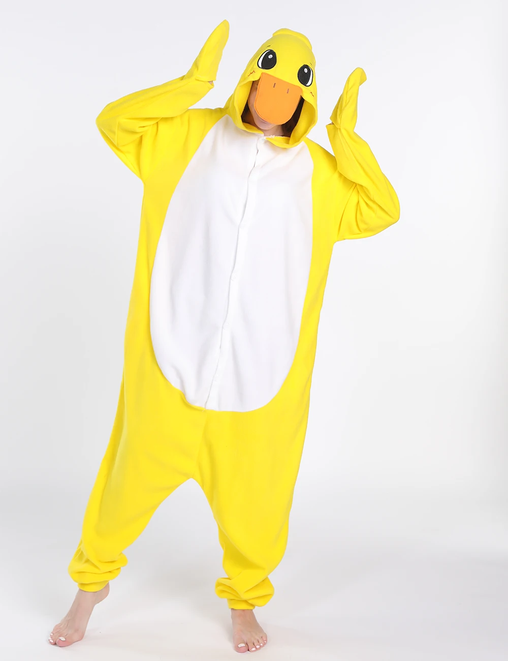 WOTOGOLD Anime Onesie Pajamas Yellow Duck Cartoon Pajamas Polar Fleece Winter Warm Adult Pyjamas Hoodies Party