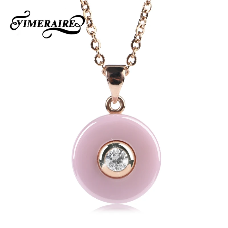 TUHE Новый Романтический розовый керамический кулон ожерелье с розовым золотом