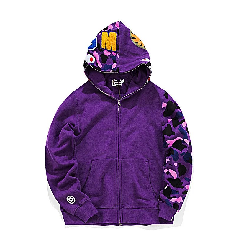 

Bape Sweatshirts Camouflage Sleeve Thin Casual Hooded Coat for Men/Women Fashion 2020 Plus Size Hoodies Clothing