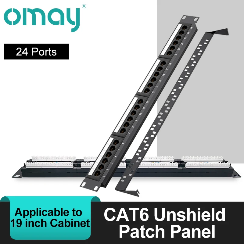 

24 Ports CAT6 UTP Keystone RJ45 Patch Panel 19 inch 1U Cable Frame Faceplate Rack Mount 50u Gold Plated, Rear