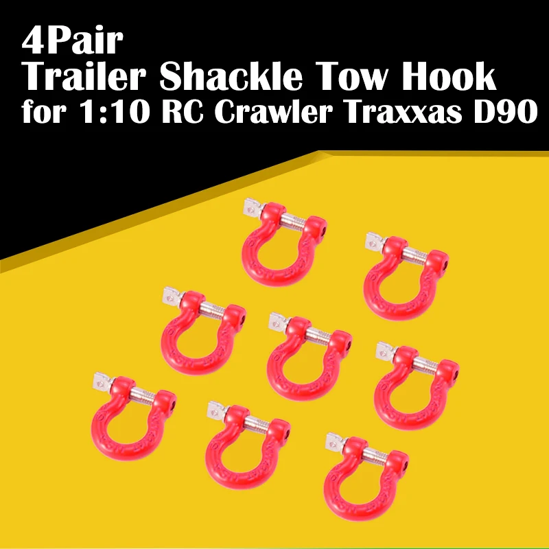4 пары красных металлических скоб для прицепа спасательный крючок 1/10 RC Crawler TRX4 Axial
