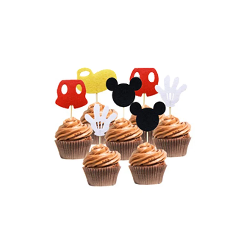 8pcs topper Микки Маус первый день рождения украшения набор «С Днем Рождения» баннер вдохновил торт топперы для детей пользу Флаг украшения подарки - Цвет: 8pcs topper