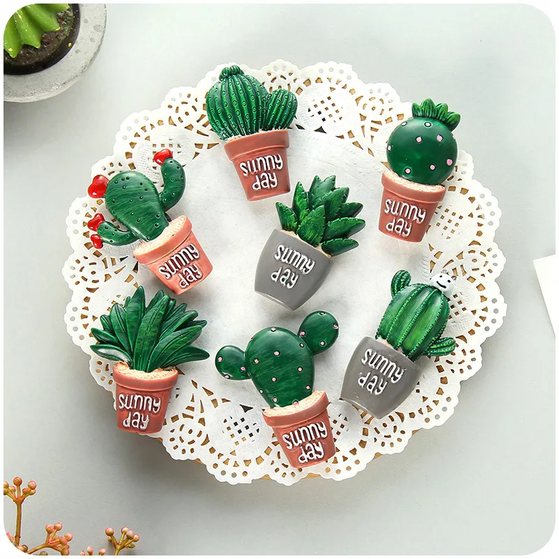 Свежие кактус дизайн магниты на холодильник DIY растения магнитная наклейка