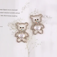 5 pcslot new alloy material pearl plate diamond studded pearl love bear k gold alloy accessoriesfor childern headdress clothing