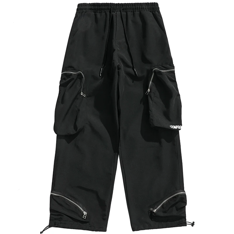 

2021 Korean Hip Hop Plus Size Zipper Big Pocket Casual Harem Pants Streetwear Harajuku Cargo Trousers Kpop Oversized Clothes Men