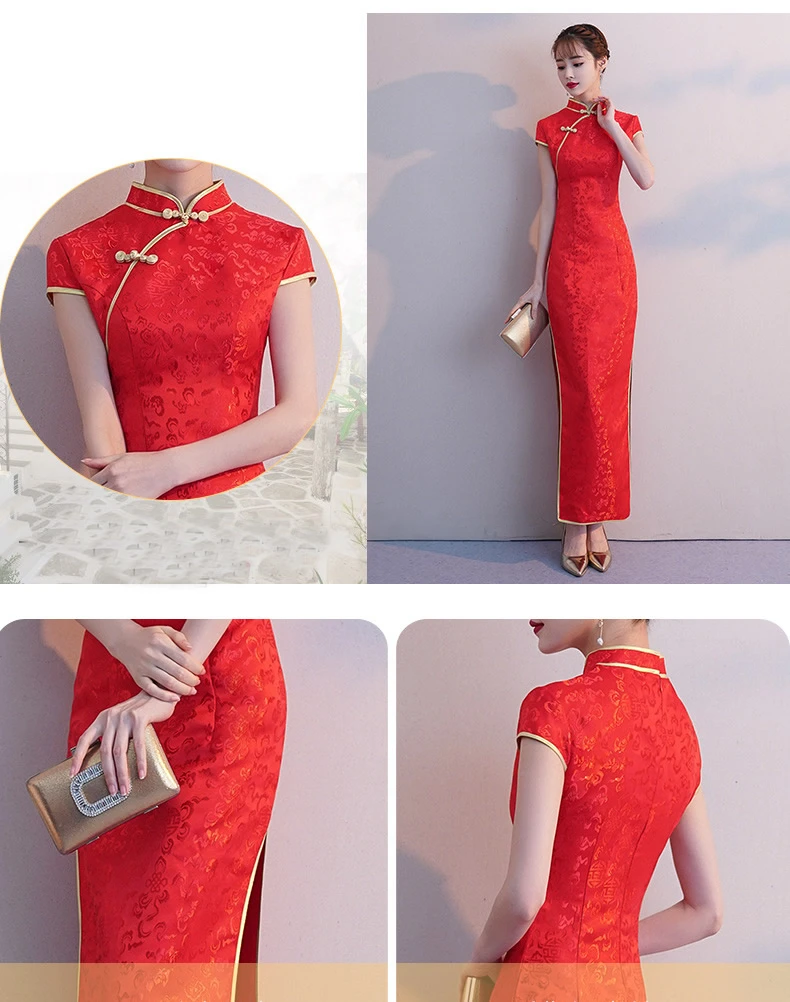 Сексуальное китайское платье Ципао женское длинное свадебное красное Cheongsam кружевное платье Восточный стиль платья традиционное вечернее платье