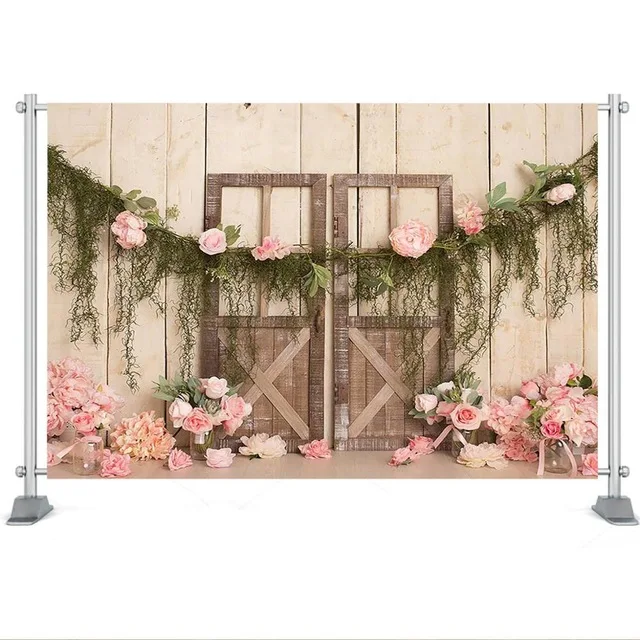 

Baby Birthday Photography Backdrop Pink Flower Wall Girls Newborn Cake Smash Rose Curtain Photo Prop Studio Booth Background