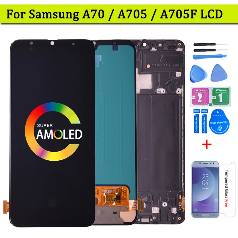 

ЖК-дисплей Super AMOLED для Samsung Galaxy A70, сенсорный экран с дигитайзером в сборе, с рамкой A705/DS, A705F, A705FN, A705GM