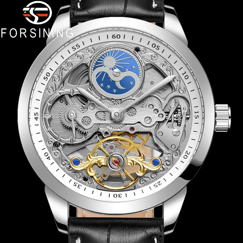 FORSINING Tourbillon автоматические механические мужские наручные часы военные