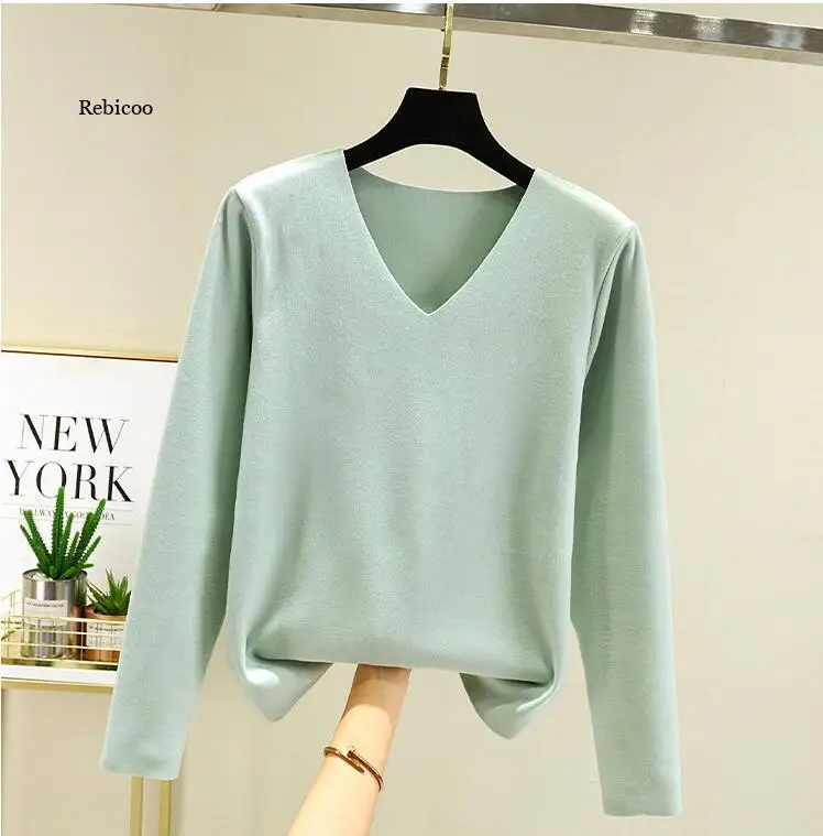 Супертеплые пушистые норковые кашемировые мягкие меховые свитера с V-образным