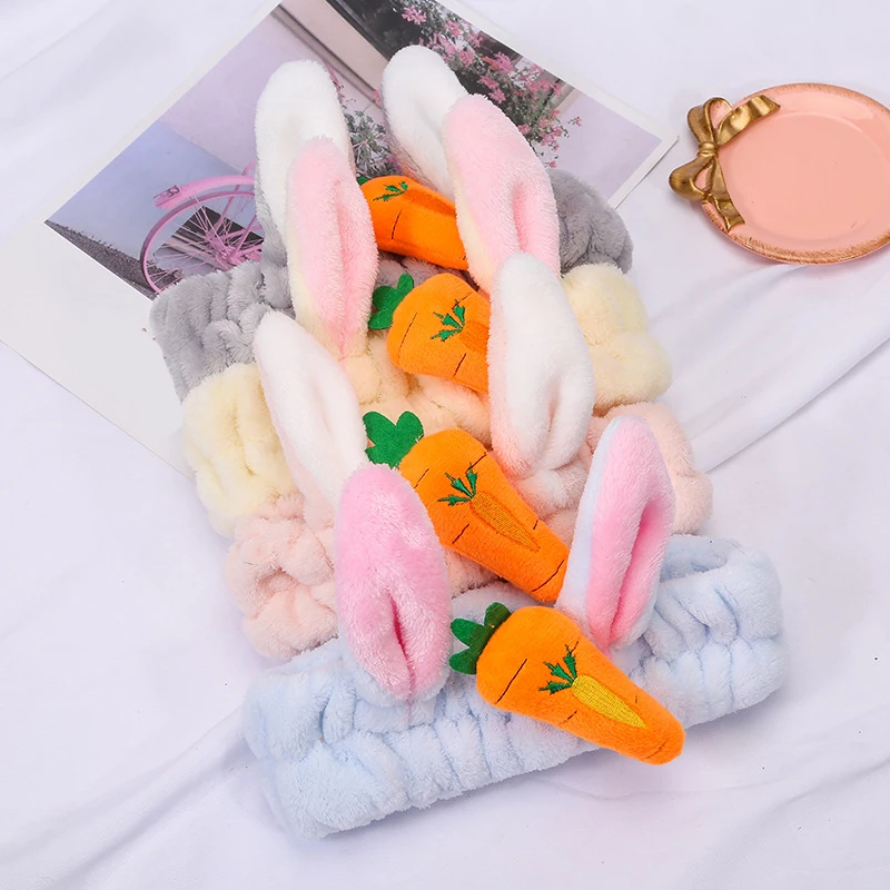 Женская повязка на голову с кроличьими ушками и морковкой| |