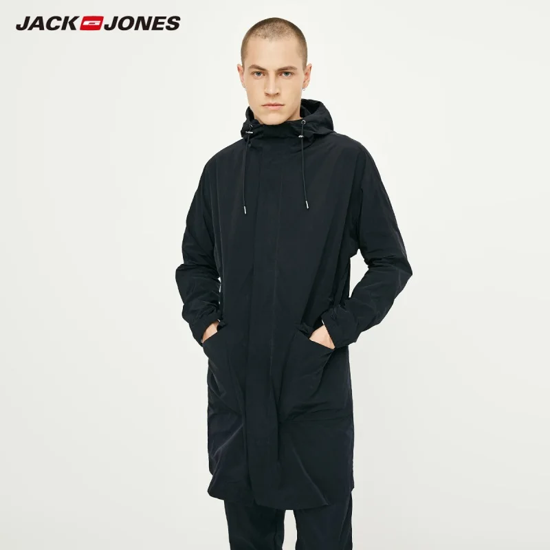 JackJones осенний мужской светильник Тренч Повседневная ветровка с капюшоном куртка 218321543 - Цвет: MIDNIGHT